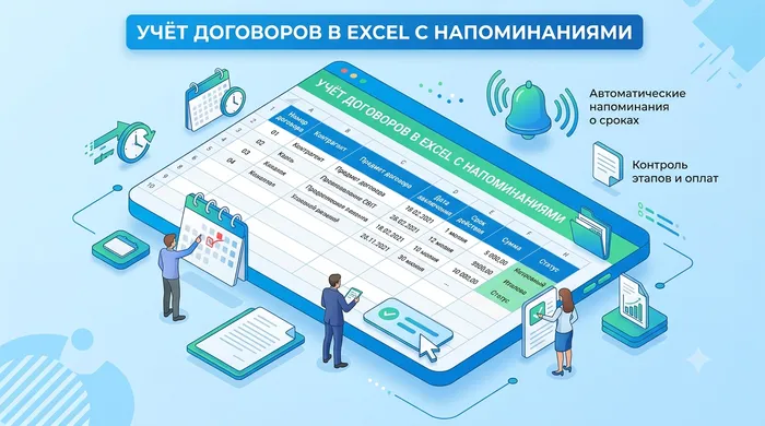 Учет договоров в Excel с напоминаниями