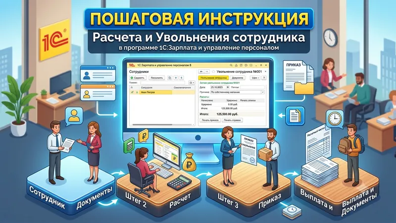Пошаговая инструкция расчета и увольнения сотрудника в программе 1С:Зарплата и управление персоналом
